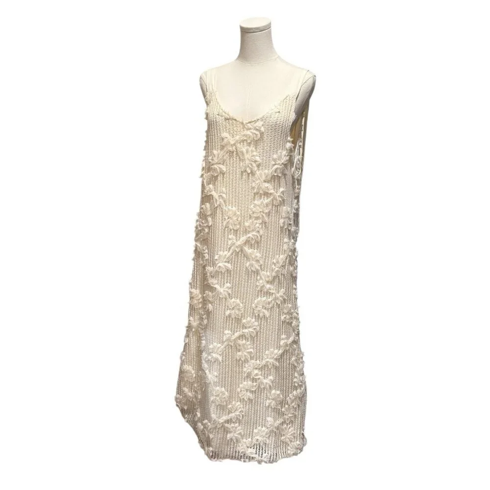 NWT En Saison Reese Floral Appliqué Crochet Ivory Maxi Dress Womens Large - Picture 5 of 14